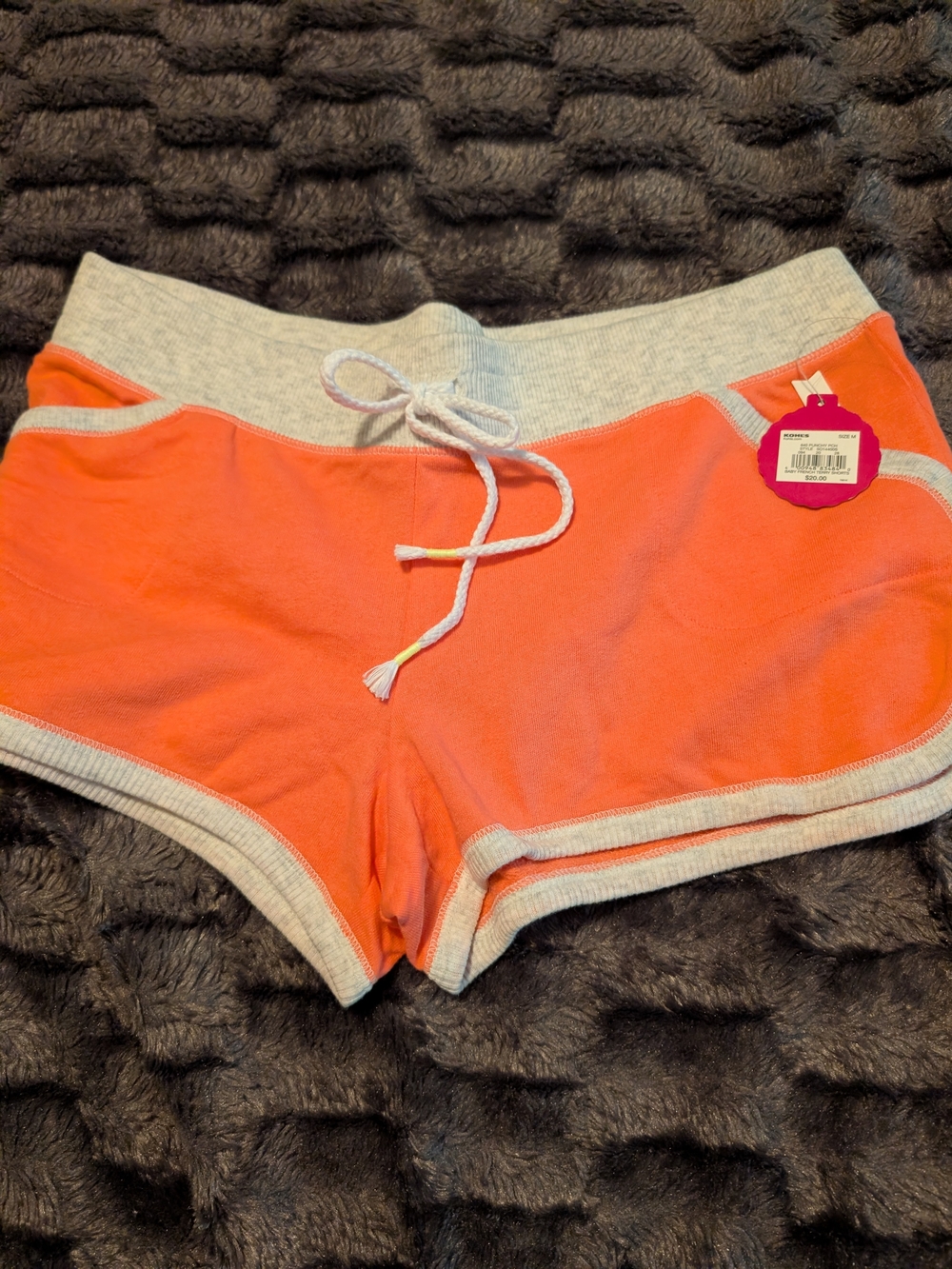 SO Coral-Orange Lounge Shorts with Light Gray Trim